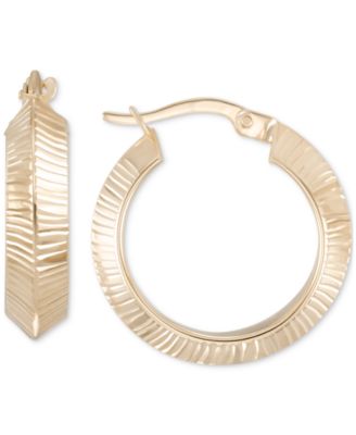 Macy's - Textured Angular Small Hoop Earrings in 10k Gold, 7/8"
