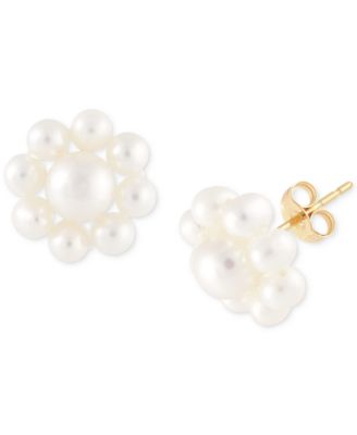 Macy's - Cultured Freshwater Pearl (2-3/4 - 4-1/2mm) Flower Stud Earrings in 14K Gold