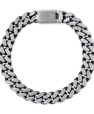 Bulova - Men's Classic Curb Chain Bracelet in Blue-Plated Stainless Steel