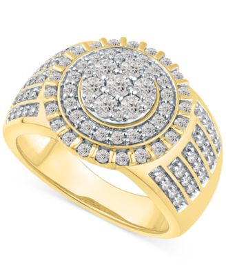 Macy's - Men's Diamond Halo Cluster Ring (1-1/2 ct. t.w.) in 10k Gold
