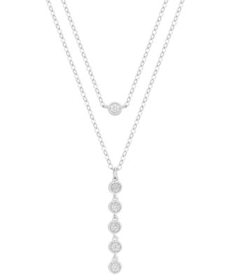 Macy's - Diamond Cluster Layered Necklace (1/10 ct. t.w.) in Sterling Silver, 16" + 2" extender