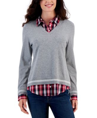 Tommy Hilfiger - Women's Layered-Look V-Neck Sweater