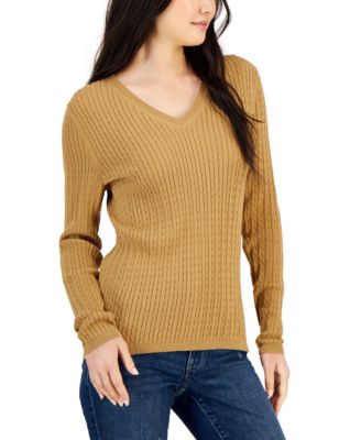 Tommy Hilfiger - Women's Cotton Cable Ivy V-Neck Sweater
