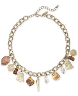 Style & Co - Mixed-Metal Beaded Charm Necklace, 17" + 3" extender