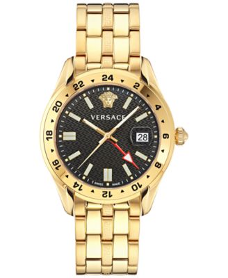 Versace - Men's Swiss Greca Time GMT Gold Ion Plated Stainless Steel Bracelet Watch 41mm