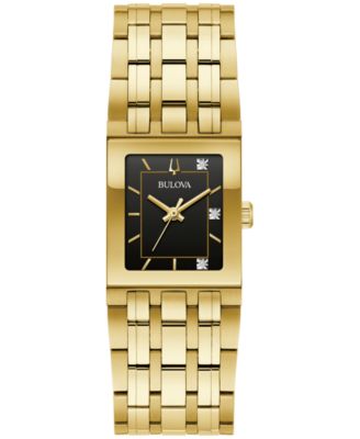 Bulova - Women's Modern Quadra Diamond Accent Gold-Tone Stainless Steel Bracelet Watch 21mm