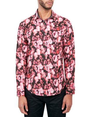 Society of Threads - Men's Regular-Fit Non-Iron Performance Stretch Abstract Floral Button-Down Shirt