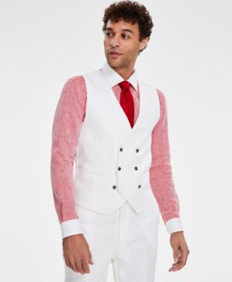 Tayion Collection - Men's Classic-Fit Double-Breasted Linen Suit Vest
