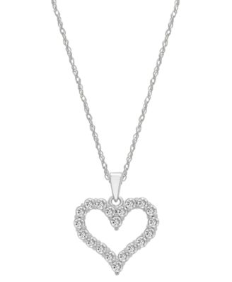 Macy's - Diamond Open Heart Pendant Necklace (1/2 ct. t.w.) in 14k Gold, 18" + 2" extender