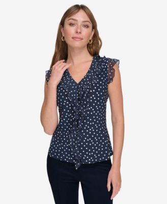 Tommy Hilfiger - Women's Printed Ruffled Sleeveless Top