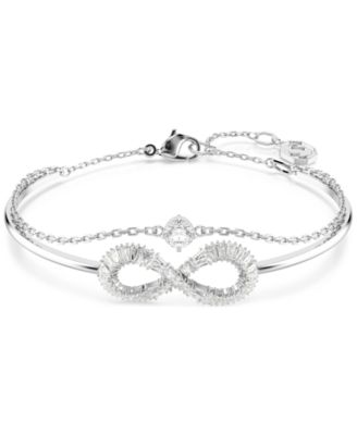 Swarovski - Rhodium-Plated Baguette Crystal Infinity Double-Row Bangle Bracelet