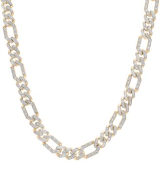 Macy's - Men's Diamond Figaro Link 24" Chain Necklace (1 ct. t.w.) in 10k Gold