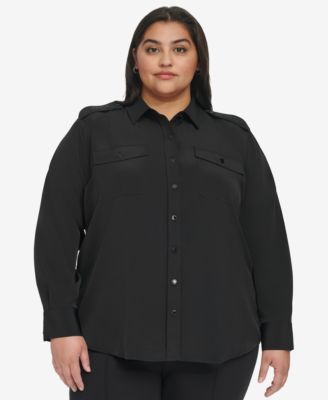 KARL LAGERFELD PARIS - Trendy Plus Size Utility Shirt