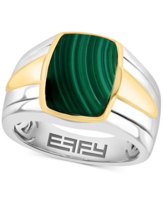 EFFY Collection - Men's Malachite Ring in Sterling Silver & 14k Gold-Plate