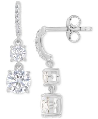 Macy's - Cubic Zirconia Double Stone Linear Drop Earrings