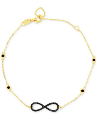 Macy's - Black Cubic Zirconia Infinity Chain Link Bracelet in 14k Gold-Plated Sterling Silver