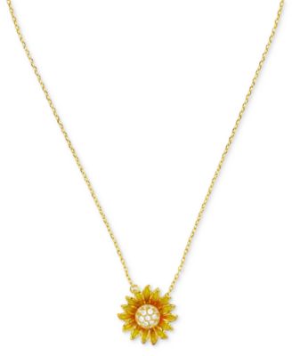 Macy's - Cubic Zirconia Sunflower Pendant Necklace in 14k Gold-Plated Sterling Silver, 16" +2" extender