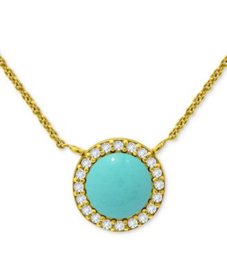 Giani Bernini - Onyx & Cubic Zirconia Halo Pendant Necklace in 18k Gold-Plated Sterling Silver, 16" + 2" extender (Also in Dyed Howlite)