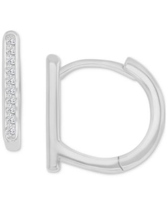 Macy's - Cubic Zirconia Vertical Bar Small Huggie Hoop Earrings, 0.51"