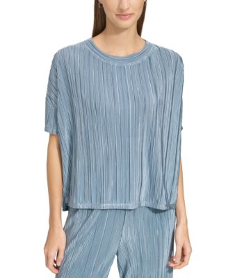 Marc New York - Women's Short-Sleeve Boxy Pliss&eacute; Top