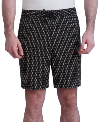 KARL LAGERFELD PARIS - Men's Slim-Fit Diamond-Grid Logo-Print 7-1/2" Drawstring Shorts