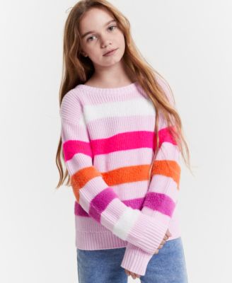 Epic Threads - Little & Big Girls Feathered Striped Pullover Sweater