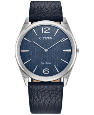 Citizen - Unisex Blue Leather Strap Watch 38mm