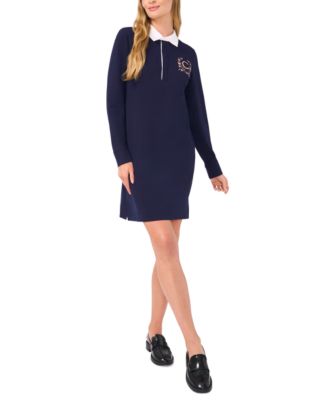 CeCe - Women's Embroidered-Logo Polo Long-Sleeve Dress