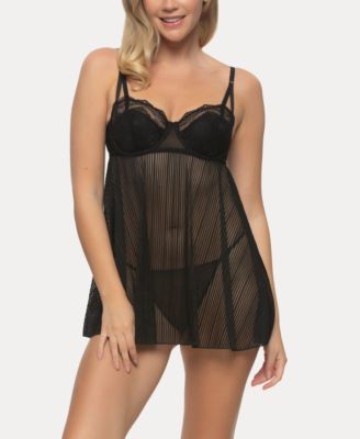 Jezebel - Doyenne Mesh Stripe Babydoll Set
