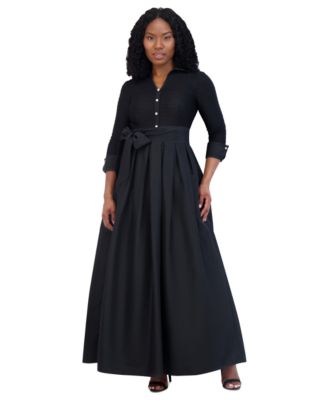 Jessica Howard - Women's Collared Taffeta-Skirted Ball Gown