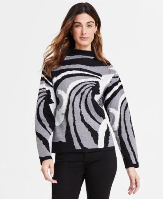 Jones New York - Women's Printed Drop-Shoulder Sweater