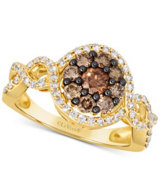 Le Vian - Chocolate Diamond & Nude Diamond Halo Cluster Twist Ring (1-1/20 ct. t.w.) in 14k Gold