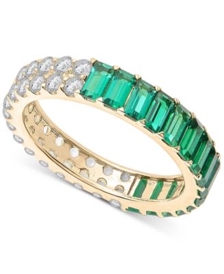 Audrey by Aurate - Lab-Grown Emerald (1-1/2 ct. t.w.) & Lab-Grown White Sapphire (1-1/2 ct. t.w.) Statement Ring in Gold Vermeil, Created for Macy's