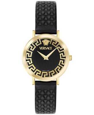 Versace - Women's Swiss Daedalus Black Leather Strap Watch 35mm