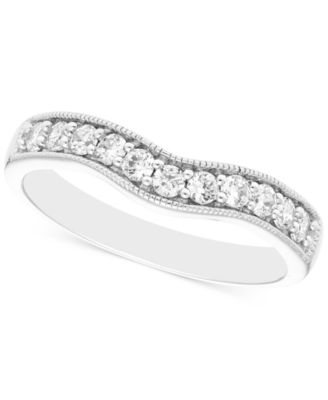 Macy's - Diamond Milgrain Beaded Contour Band (3/8 ct. t.w.) in 14k White Gold