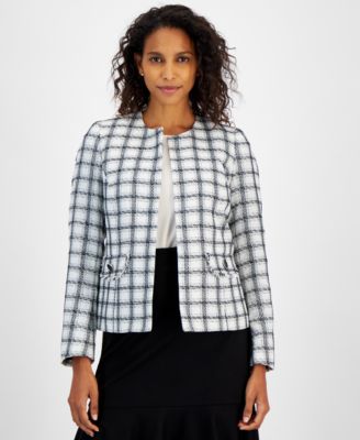 Kasper - Women's Plaid Open-Front Blazer