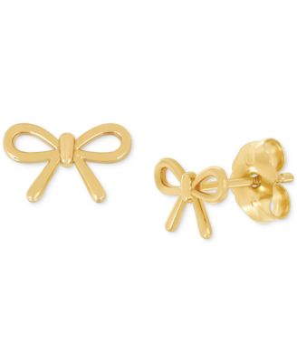 Macy's - Polished Tied Ribbon Teeny Bow Stud Earrings in 14k Gold