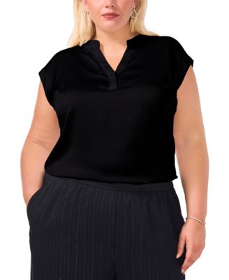 Vince Camuto - Plus Size Split-Neck Cap-Sleeve Blouse, Created for Macy's