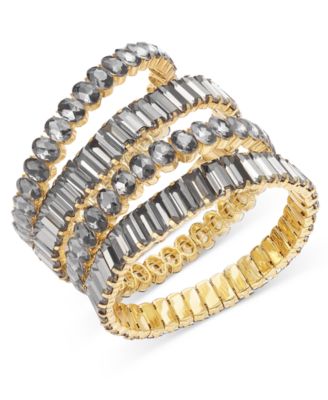 I.N.C. International Concepts - Gold-Tone 4-Pc. Set Oval & Rectangle Stone Stretch Bracelets