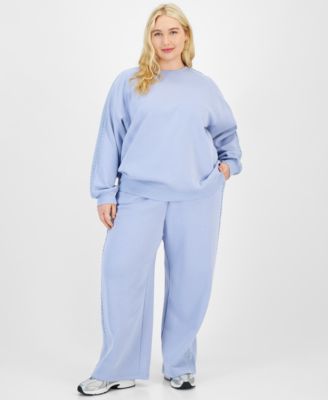 Planet Heart - Trendy Plus Size Crochet-Trim Sweatshirt & Sweatpants