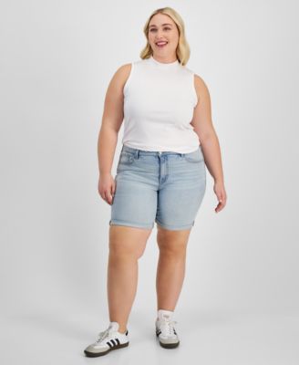 Celebrity Pink - Trendy Plus Size Rolled-Cuff Denim Shorts