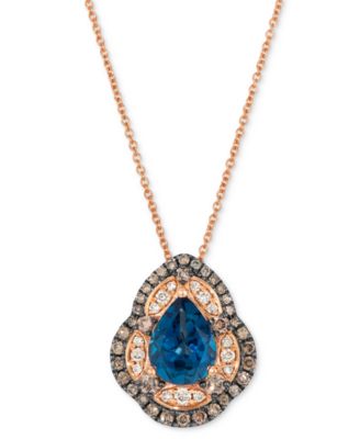 Le Vian - London Blue Topaz (1-3/4 ct. t.w.) & Diamond (1/2 ct. t.w.) 20" Adjustable Pendant Necklace in 14k Rose Gold