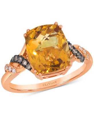 Le Vian - Citrine (4 ct. t.w.) & Diamond (1/10 ct. t.w.) Statement Ring in 14k Rose Gold