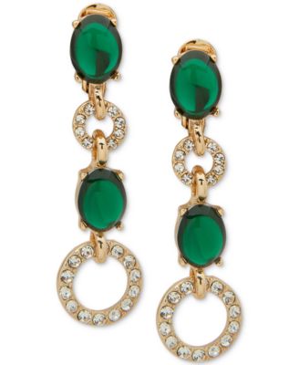 Anne Klein - Gold-Tone Stone & Crystal Circle Alternating Drop Clip On Earrings