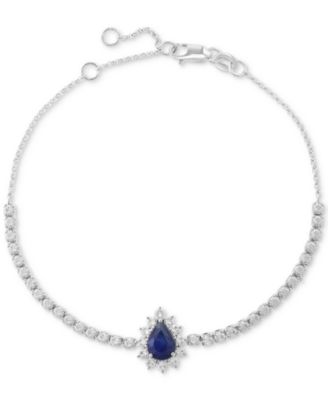 EFFY Collection - Sapphire Halo Link Bracelet (5/8 ct. t.w.) in 14k White Gold