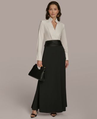Donna Karan New York - Women's Mixed-Media Scuba-Crepe Gown