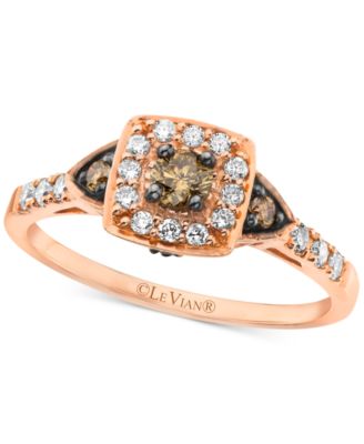 Le Vian - Chocolate Diamond&reg; & Vanilla Diamond&reg; Halo Ring (3/8 ct. t.w.) in 14k Rose Gold