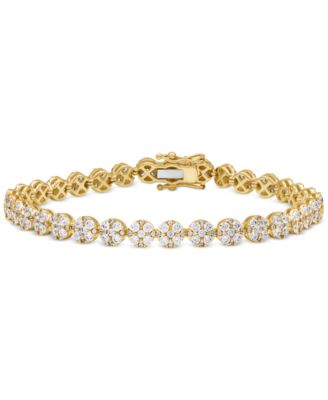 Macy's - Diamond Round Cluster Tennis Bracelet (5 ct. t.w.) in 14k Gold