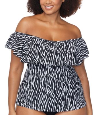 Raisins Curve - Trendy Plus Size Tortuga Ruffled Tankini Top