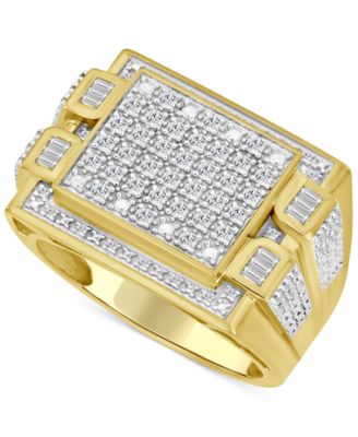 Macy's - Men's Diamond Statement Ring (1/2 ct. t.w.) in 10k Yellow Gold